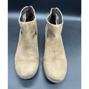Dansko Suede Wedge Ankle Boots Taupe Brown Cutout Back Zip Size‎ 40 (9.5–10)